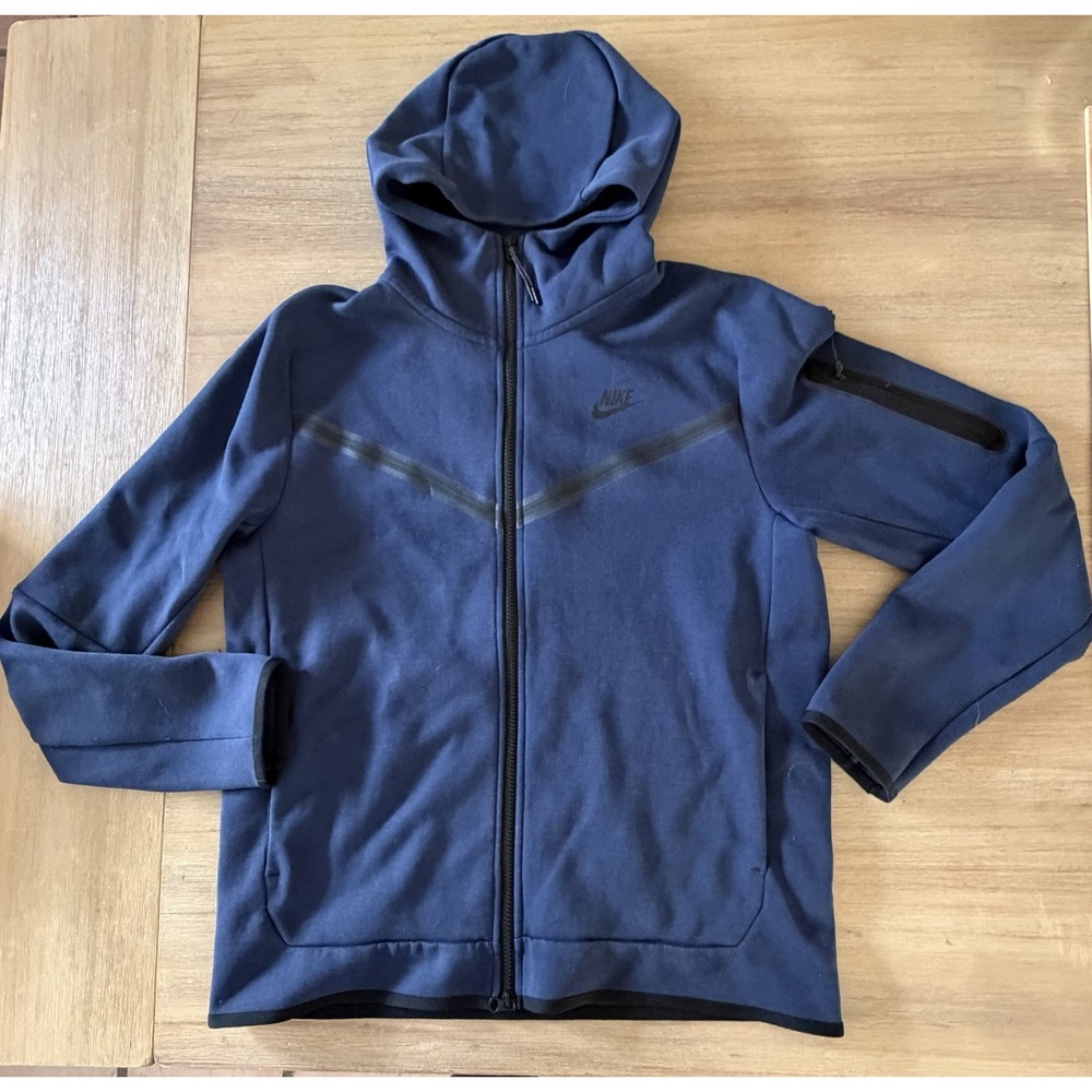 Nike Men's Blue Full-Zip Hooded Tech Fleece Hoodie w/ Pockets Size M Medium